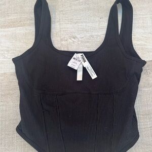 PINK Victoria's Secret Black Ribbed Scoop Neck Camisole